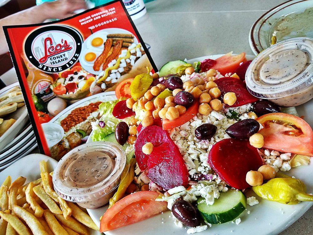 Leo's Coney Island · Wraps · Hot Dogs · Soup · Lunch · American · American · Breakfast & Brunch · Greek · Dinner · Sandwiches · Breakfast · Hamburgers