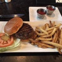 Resident Burger · Custom blend char-broiled with sharp cheddar and house sauce on brioche. Served with fresh-c...