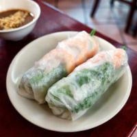 4a. Summer Rolls · Refreshing rolls wrapped in rice paper with cooked shrimp, slices of cooked pork, lettuce, m...