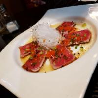 Tuna Tataki · Seared fresh tuna with ponzu sauce.