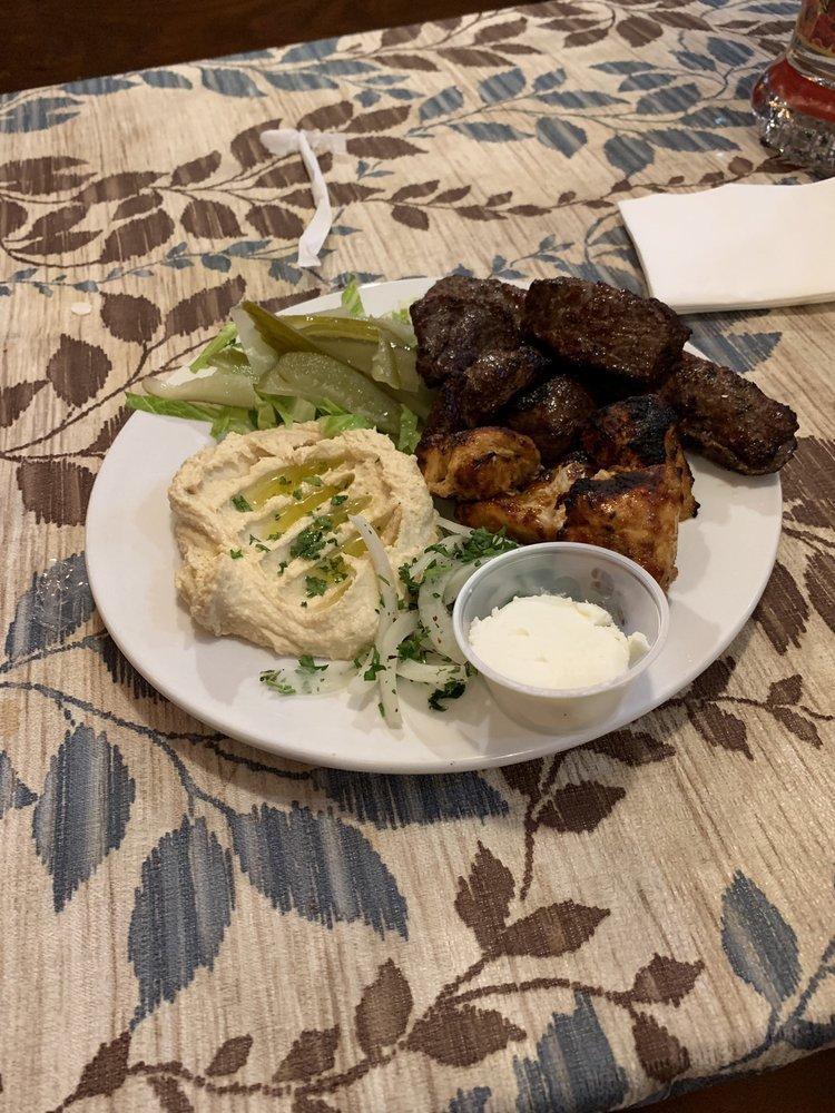 Mixed Kabob Plate · 3 skewers. Served with pita bread and your choice of 2 sides.