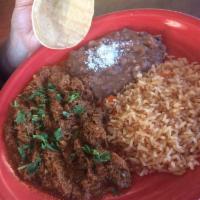 2 Chiles Rellenos Combination Plate · Served with rice and beans.