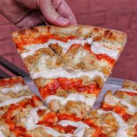 Buffalo Chicken Pizza · Looking for a little spice? This pizza is cooked to perfection with bite sized chicken drizz...