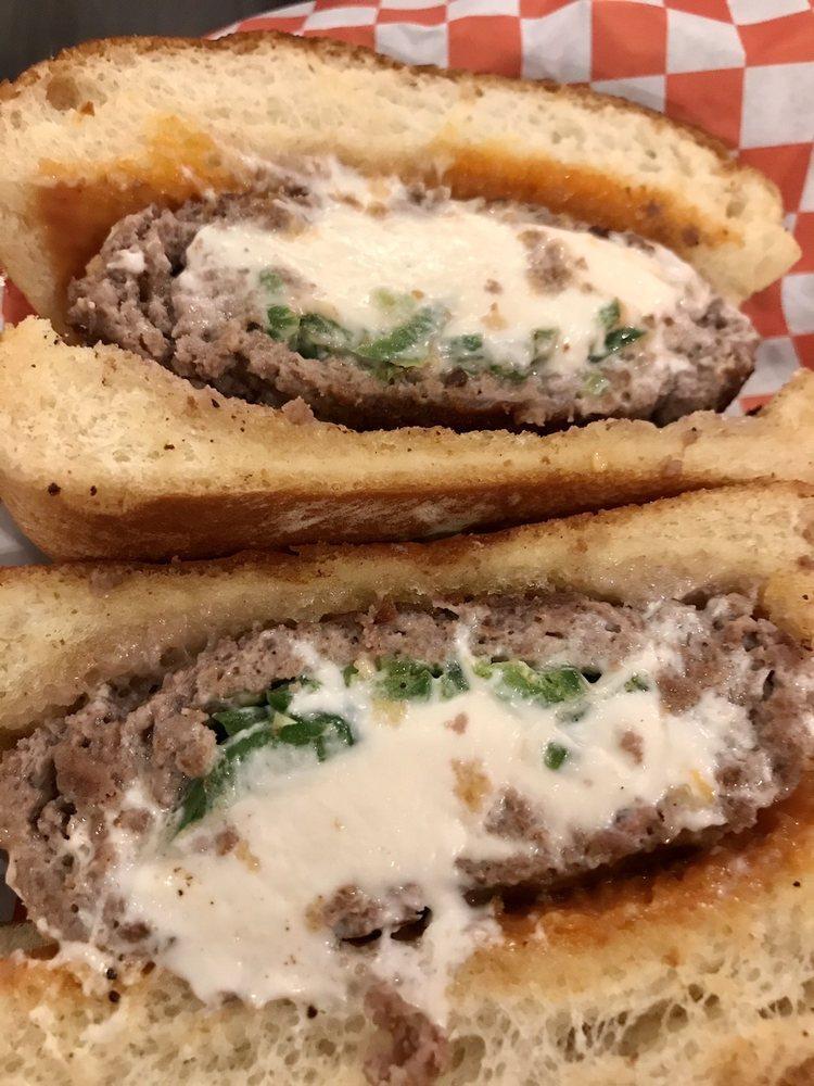 Jalapeno Popper Burger · Stuffed with sliced jalapenos and cream cheese.
