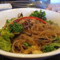 Japchae · Stir-fried glass noodles, seasoned with soy sauce, sugar, with assorted vegetables. Comes wi...
