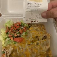 Deluxe Carne Asada Burrito · A large combination burrito with steak and beans, smothered with sauce and melted cheese. Se...