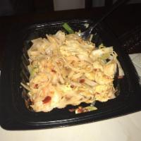 Pad Thai · Chicken and shrimp flavor Thai rice noodles stir fried with eggs, peanuts and bean sprouts s...
