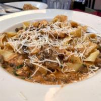 Pappardelle Pasta with Mushrooms & Chicken Apple Sausage · 