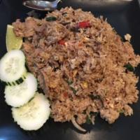 Basil Fried Rice · Basil, onion, bell pepper and egg. Spicy.
