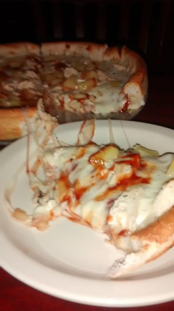 BBQ Chicken Pizza · BBQ sauce, mozzarella and chicken.