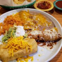 Enchiladas · 2 enchiladas prepared with choice of filling and sauce. Served with rice and beans. Ranchera...