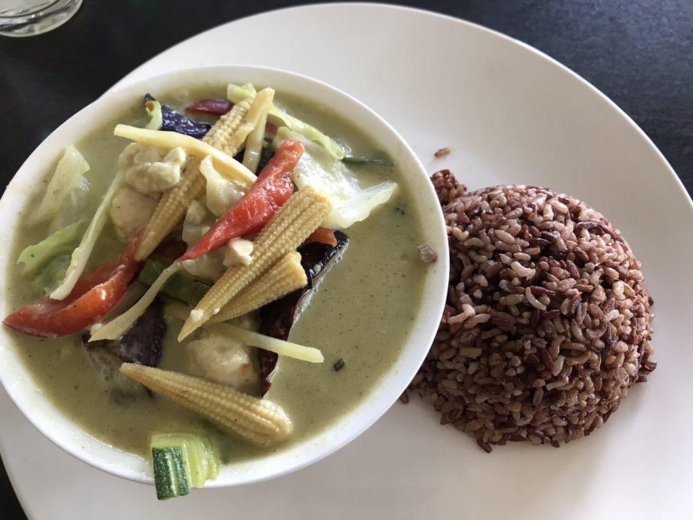 Green Curry · Eggplant or bamboo shoots, bell peppers, Thai basil and coconut milk.
