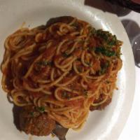 Spaghetti and Meatballs · Ground beef, pork and veal meatballs and marinara sauce.