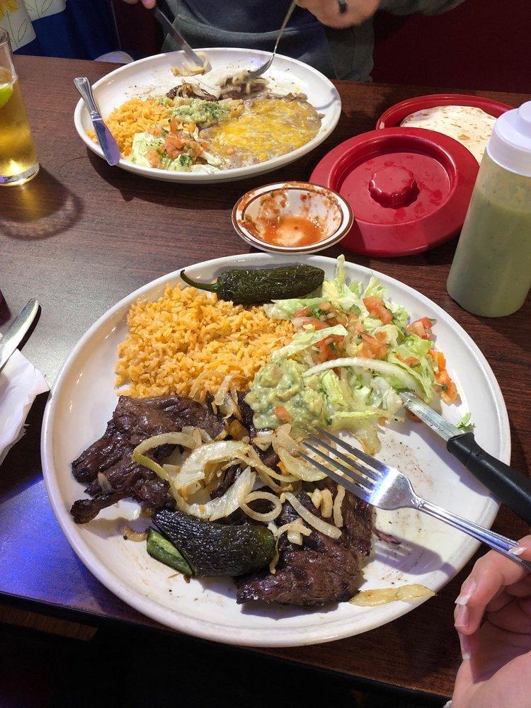 Carne Asada · Seasoned fillets of steak char-broiled and garnished with grilled onions and a jalapeno pepper and tortillas.