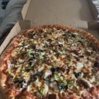 The Godfather Pizza · Pepperoni, mushroom, green pepper, Italian sausage, onions, black olives, Canadian bacon and...