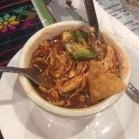 Tortilla Soup · Fresh pulled chicken seasoned with guajillo and ancho peppers, sauteed with fresh vegetables...
