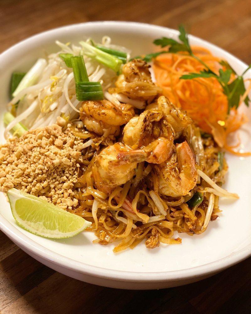 Pad Thai · Sauteed rice noodles with crushed peanut, bean sprouts, scallions and egg in tamarind sauce.