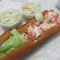 Lobster Roll · Fresh Lobster prepared with a lemon aioli on a toasted roll with fries
