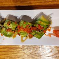 Dragon Roll · Includes eel roll, topped with avocado, fish egg, and eel sauce. 