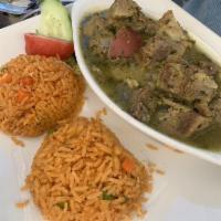 Chile Verde · Juicy chunks of tender pork and potatoes sauteed with onions and bell peppers. Simmered in o...