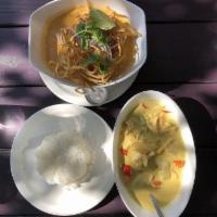 Yellow Curry · Choice of meat or tofu with potato, carrot, onion and bell in yellow curry sauce. Spicy.