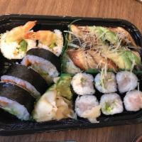 Shrimp Tempura Roll · Shrimp tempura, avocado, masago with eel sauce   5 pieces