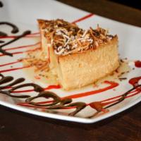 Flan · Out famously homemade dessert! Custard dessert with a layer of clear caramel or coconut sauce.