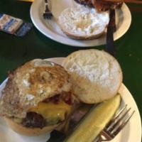 Jerry's Bec Burger · Cheese, crisp bacon and a fried egg.