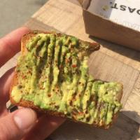 The Avocado Toast · Organic Sprouted Grained Bread or Gluten Free Bread, Organic Avocado, Organic Sea Salt, Orga...