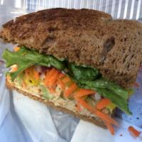 Tuna Sandwich · Tuna Salad (Tuna, celery, sweet relish, mayo) mayo, tomatoes, cheese, carrots, lettuce, oliv...