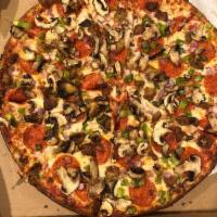 Supreme Pizza · Tomato sauce, mozzarella, pepperoni, Italian sausage, fresh mushroom, green peppers and onion.
