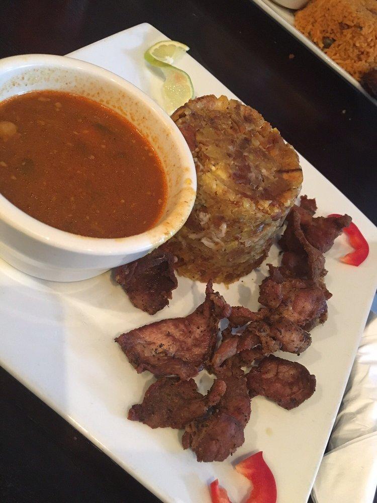 Pork Mofongo · Chicharron. Includes a choice of soup or salad and a side of gravy.