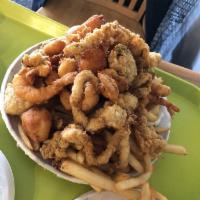 Gene's Seafood Platter with Clam Strips · 
