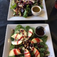Beet Salad · Beets / Mixed Lettuce /  Walnut /  Almonds /  Dry Cranberry /  Feta Cheese /Palm / House Vin...