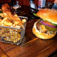 Super Loaded Burger · Same as Affy's burger loaded with mixed cheese, grilled onions, mushrooms and jalapeno. Serv...