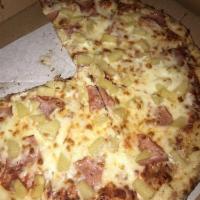Hawaiian Pizza · Pineapple, ham and extra cheese.