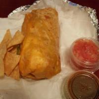Grande Burrito · Served with charbroiled steak, chicken or al pastor on a large warm flour tortilla with melt...