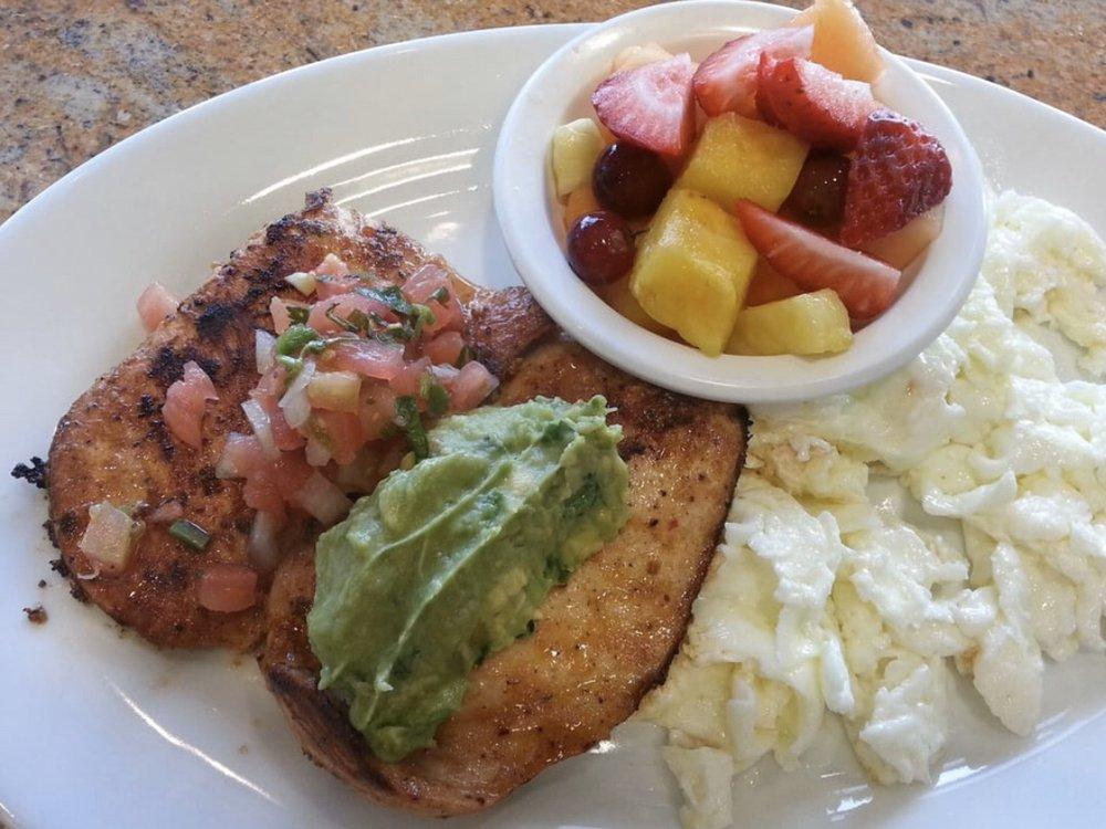 Protein Plate · Egg whites with chicken, salsa, and guacamole. served with fresh fruit.