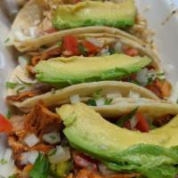 Mexican Tacos · Four Double Corn Tortilla Tacos with Choice of any Meat, Topped with Pico de Gallo and Avoca...