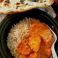 Chicken Tikka Masala · Creamy grilled chicken simmered in a velvety sauce with a subtle flavor. Boneless and served...