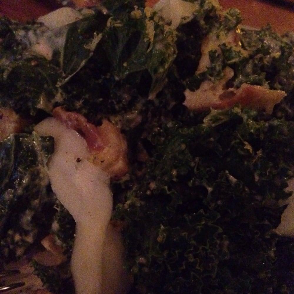 Kale Caesar Salad · Kale, rye croutons, caesar dressing, garlic confit, pickled lemon and ossau-iraty