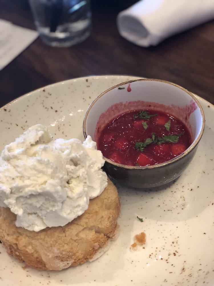 Butter Cake · Minted strawberry compote, vanilla bean ice cream. 1240 calories.