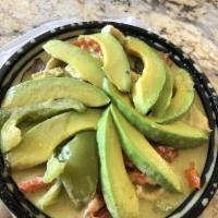 Avocado Curry · Homemade green curry with a delicious Californian grown avocado with bell peppers, basil lea...