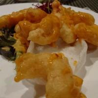 Spicy Rock Shrimp · Served with spicy creamy sauce.