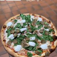 The New Haven Pizza · Meatballs, spinach, fresh garlic, hot pepper flakes, ricotta and mozzarella.