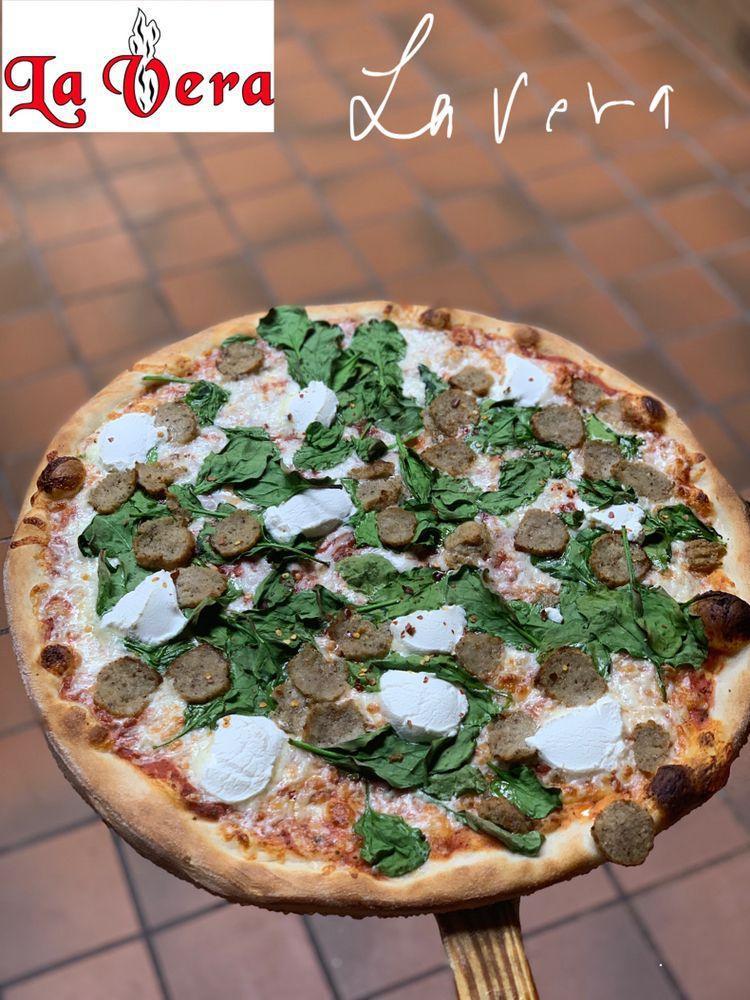 The New Haven Pizza · Meatballs, spinach, fresh garlic, hot pepper flakes, ricotta and mozzarella.
