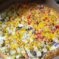 California Chicken Artichoke Pizza · 