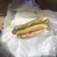 Chi Town Classic Hot Dog · Vienna beef hot dog, celery salt, sport peppers, mustard, onion, tomato, pickle, relish on p...