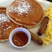 Breakfast Special · Two eggs any style, two pancakes and your choice of side. 