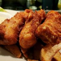 Fish and Chips · North Atlantic cod dipped to order in house-made Fat Tire beer batter and deep fried, served...